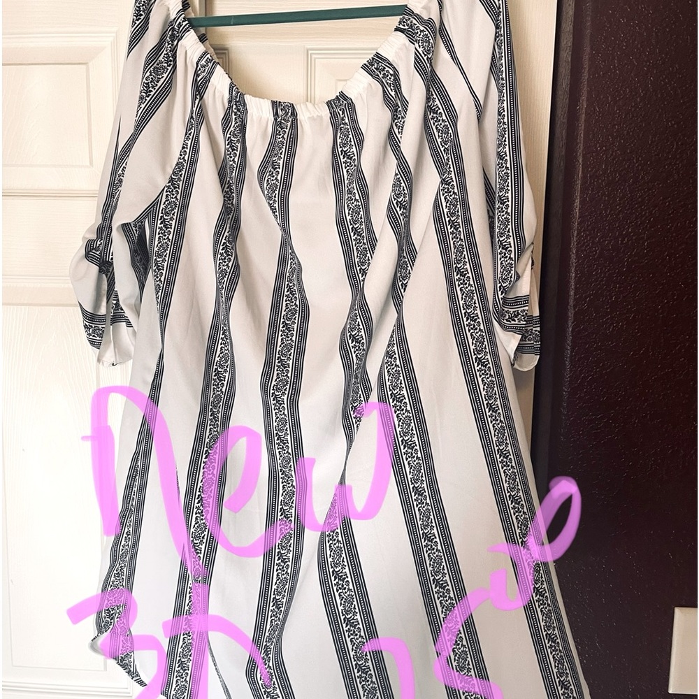This is very cute off the shoulder shirt dress -
